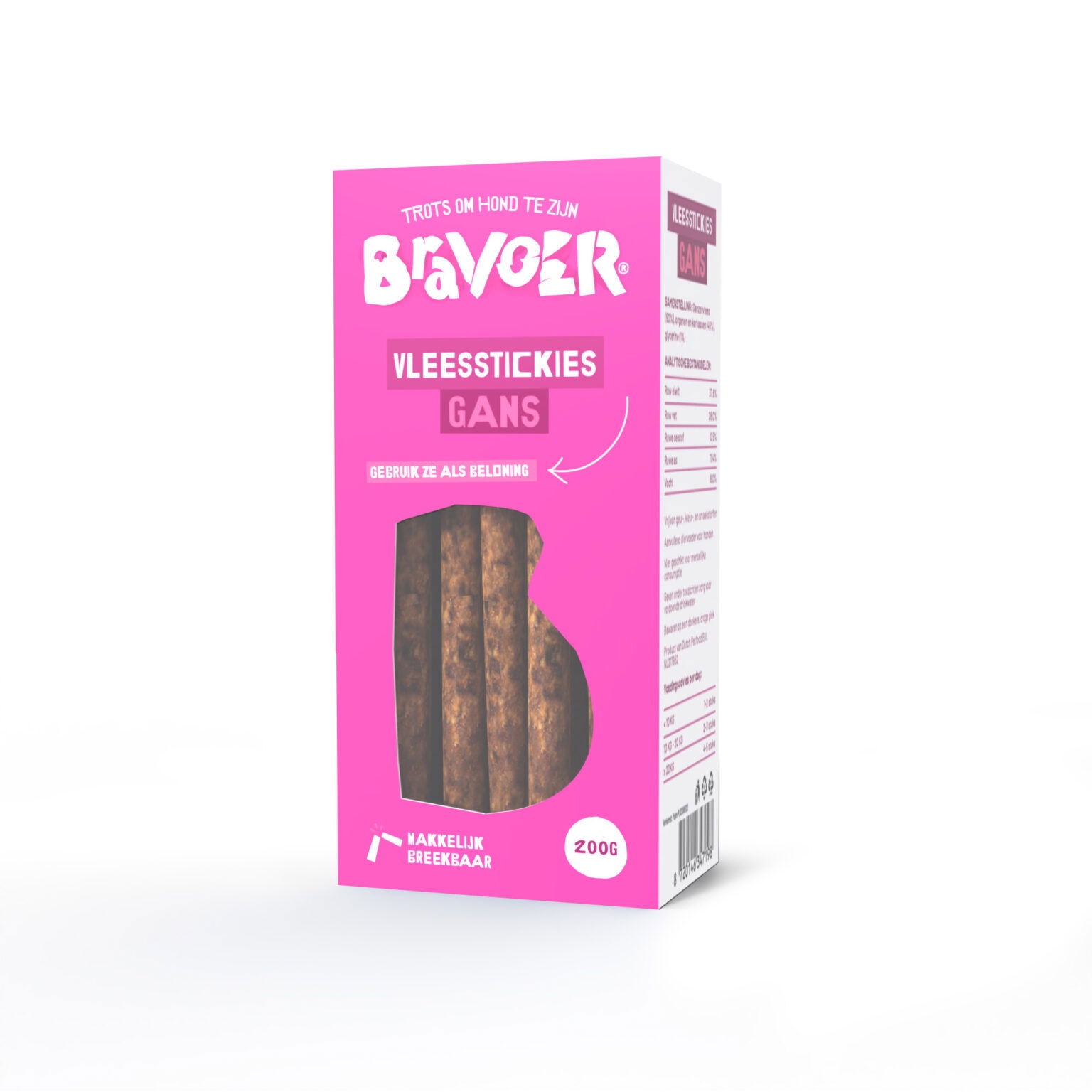BRAVOER Vleesstickies Gans Dutch Petfood bravoer-vleesstickies-gans-dutch-petfood